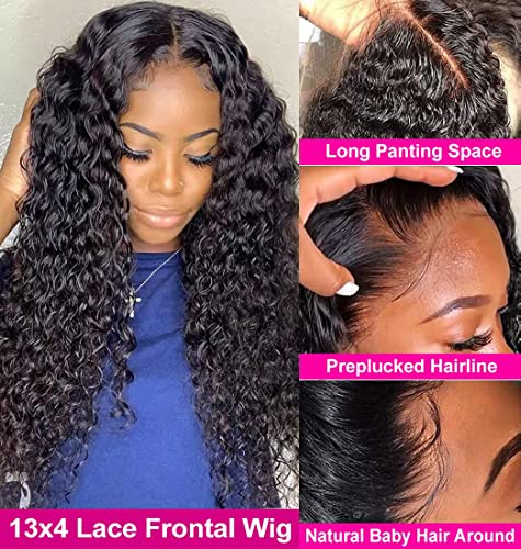 13x4 Wigs frontais de renda de onda profunda para mulheres negras 34 polegadas de profundidade perucas frontais cacheados cabelos humanos 180% densidade hd renda transparente perucas frontais cacheados