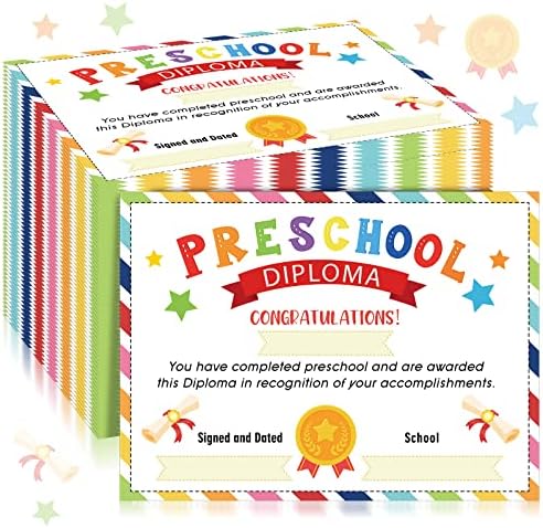 60 PCS Certificado de Diploma pré -escolar Certificado para crianças pré -escolares 2023 Certificado de premiação Certificado