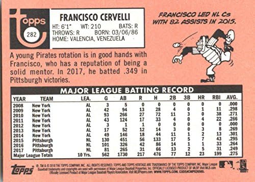 2018 Topps Heritage #282 Francisco Cervelli Pirates MLB Baseball Card NM-MT