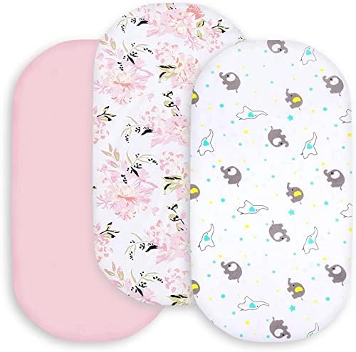 Folha de berço bimocosy, 3 lençóis de berço de embalagem para meninas, lençóis de berço macio de bebê neutro para colchão