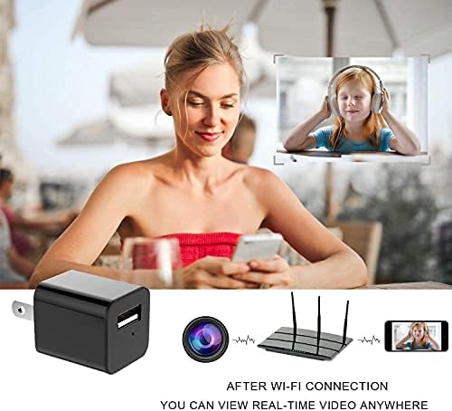 Câmera de carregador USB de segurança doméstica interna Wi -Fi, Smart Wireless Baby Monitor Surveillance Security CAM Detecção
