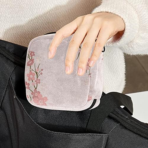 Tampão de tampões para bolsa, portátil feminino menstruação portador, blossom de cereja bolsa de armazenamento de guardanapo sanitário fofo para mulheres