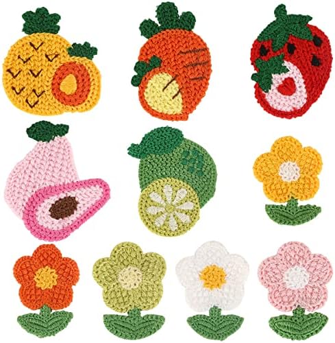 Petunny 50pcs Crochet Flower Applique, embelezamento de crochê Encheio Flower costurar em manchas costura