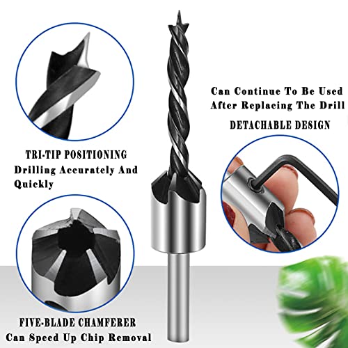 7pcs hss contartersh drill bit com broca guia de chanfro de madeira lodia