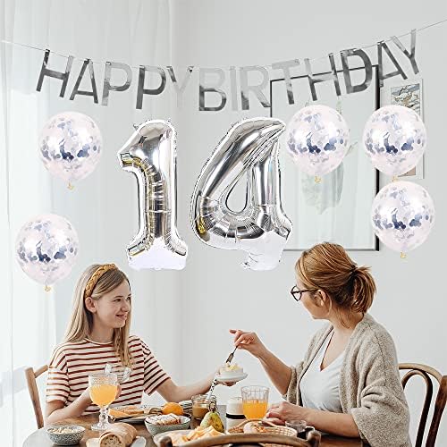 Shikuer 11º aniversário decoração de feliz aniversário Balão Balão de 11 anos de idade, abastecimento de hélio Balões 11 decoração de festa de aniversário de prata, decorações de 11 anos de aniversário e festa doce