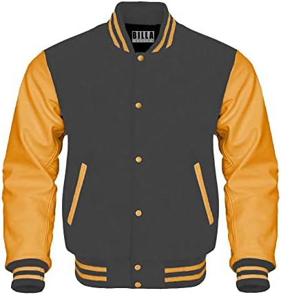 Mens Letterman Collage Baseball Varsity Jackets Body Lã original e mangas de couro genuínas