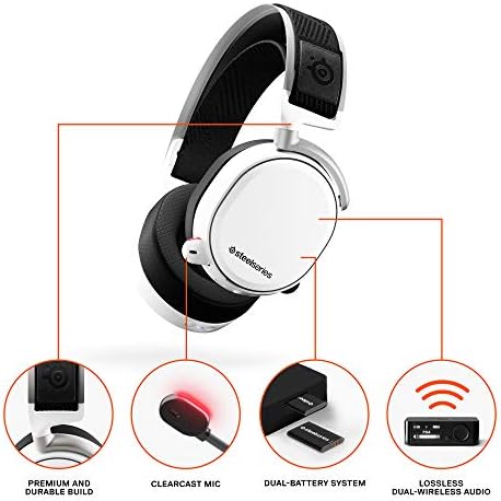 Steelseries Arctis Pro Wireless Gaming Headset - sem perda de alta fidelidade sem fio + Bluetooth para PS5/PS4 e PC - White