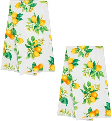 Toalhas de cozinha - Conjunto de linho cítrico Adicione um toque de cor do país com este conjunto de toalhas de fazenda - decoração de limão para a cozinha - decoração da cozinha
