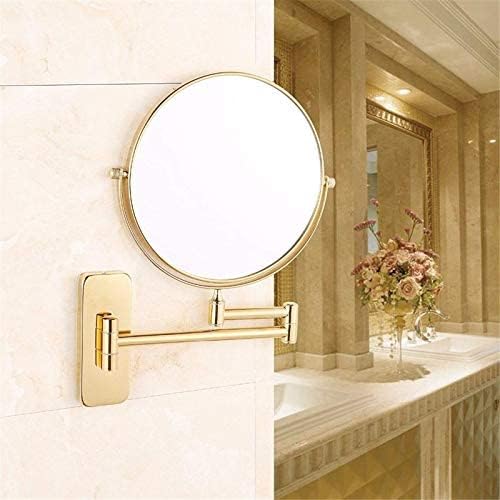 Espelhos montados na parede de zaahh, espelhos de maquiagem de ouro de 8 polegadas, espelho de ampliação de latão de dupla