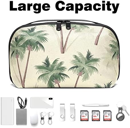 Bolsa de bolsas portáteis de organizações eletrônicas Trees tropicais Padrão Retro Travel Storage Sagão para discos rígidos, USB,