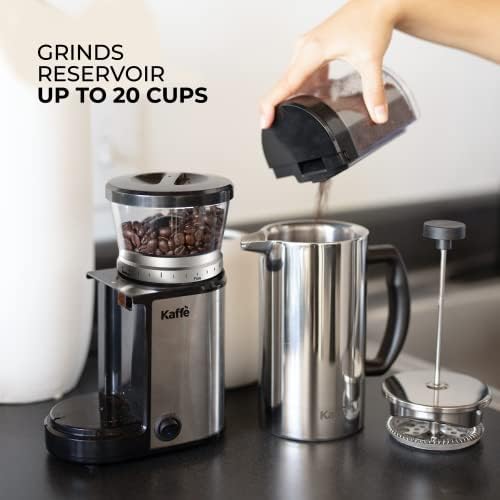 Kaffe Burr Cafeter Grinder Electric com configurações ajustáveis ​​para escova de limpeza de retificação de feijão de café de precisão incluído. Aço inoxidável
