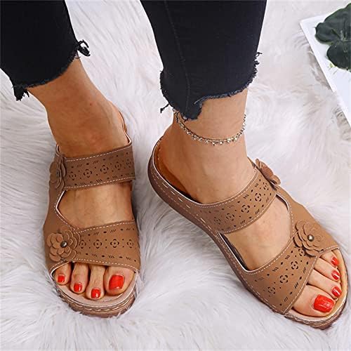 Felas de mulheres chinelos vintage Hollow Out Roman Sandals Beach Casual Flip Flip Flip, lâminas internas e externas