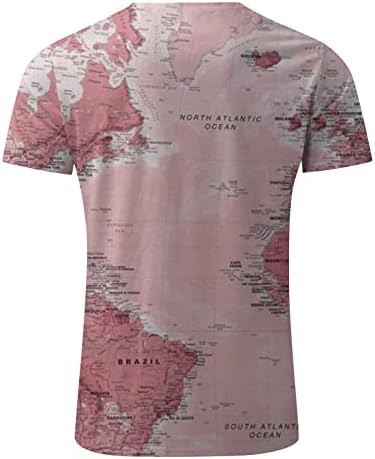 Zdfer Men's Short Manga Casual Slim Fit T Camisetas de verão Map retro mapa angustiado Tops impressos camiseta de pescoço redonda