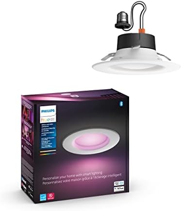 Philips Hue White e Color Ambiance Extra Bright Dimmable Roded LED Smart 6 Downlight, plástico e branco e ambiente Ambia