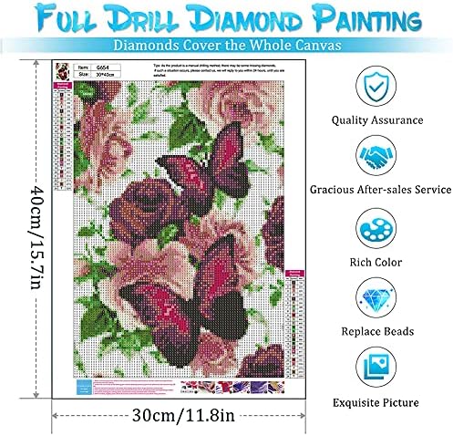 Kits de pintura de diamante de borboleta para adultos - kits de arte de diamante 5D para adultos para crianças iniciantes,