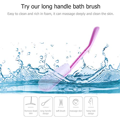 Escova de chuveiro do corpo do chuveiro doitol, pincel de 14,5 polegadas de banho com cerdas macias, esfoliando e limpeza, escova