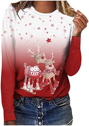 Qtthzzr Grinch Sorto de moletom feminino gradiente de camisa feminina Moda de Natal fofa Cute Christmas Sweetshirt