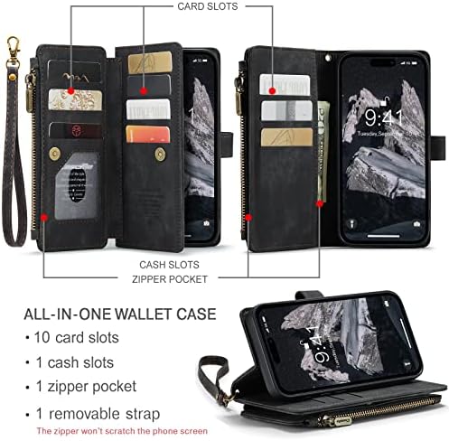 Case Caseme iPhone 14 Pro Max Wallet Case, iPhone 14 Pro Max Case com porta -cartão, estojo de couro do iPhone 14 Pro Max
