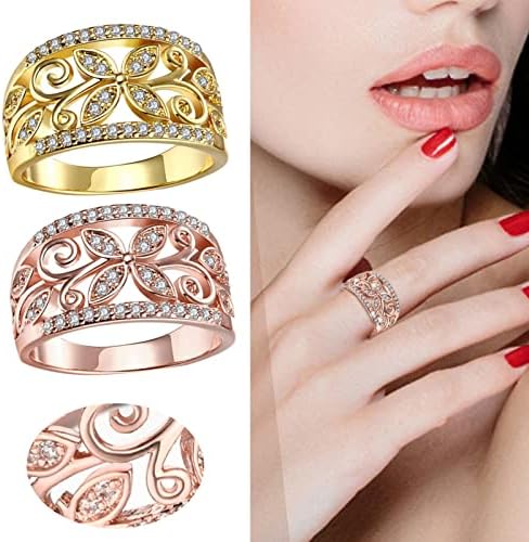 2023 Novas jóias para a festa de noivado de ouro elegantes com o Micro Insert Zircon Four Leaf Rings Jewelry para adolescentes