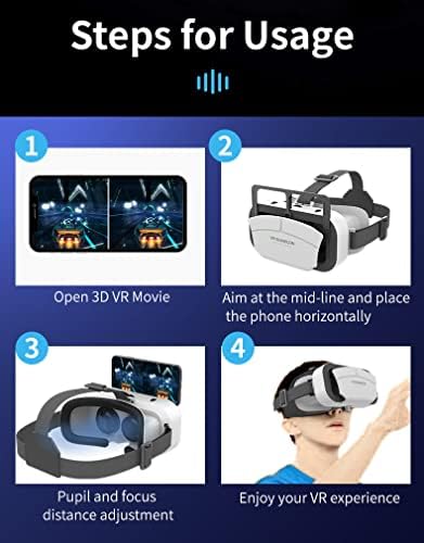 Óculos Hhamzone VR 3D, realidade virtual premium Capacete 3D digital, 7 polegadas de tela Bluetooth compatível com sistema iOS /Android,