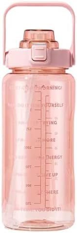 Thermalinx grande meio galão/64 onças garrafa de água motivacional com maçaneta e marcador de tempo- BPA à prova de