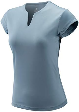Camisas de tênis para mulheres mangas curtas, camisetas sólidas de golfe em V para mulheres