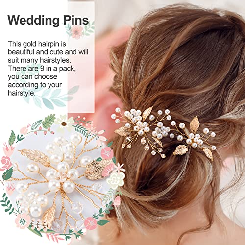 ANCIRS 9 Pacote de perelha pérola pinos de estilo de cabelo de casamento, peças de cabeceira de noiva de estilos,