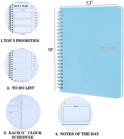 Planejador diário de árvores em hora sem data com lista de tarefas, refeições, notas, Livro de Planejador de Nomeações 10 X