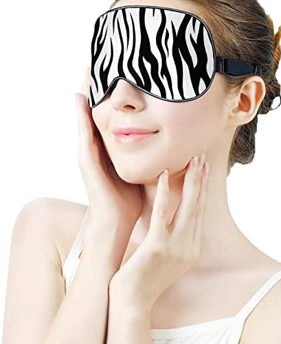 Padrão de pele da zebra máscara de olho impressa para os olhos macio tampa dos olhos com cinta ajustável Night Travel Tour para