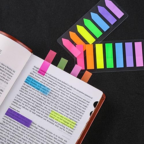 LYSAS 4 Define marcadores de página de néon guias de índice colorido, nota adesiva fluorescente para marcador de página, 560pcs