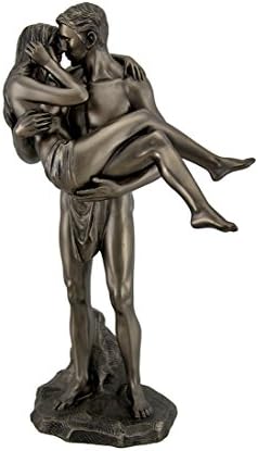 Estátuas de resina Os amantes Bronze acabaram o homem carregando a mulher de nudez 6,5 x 11,5 x 3,5 polegadas de bronze