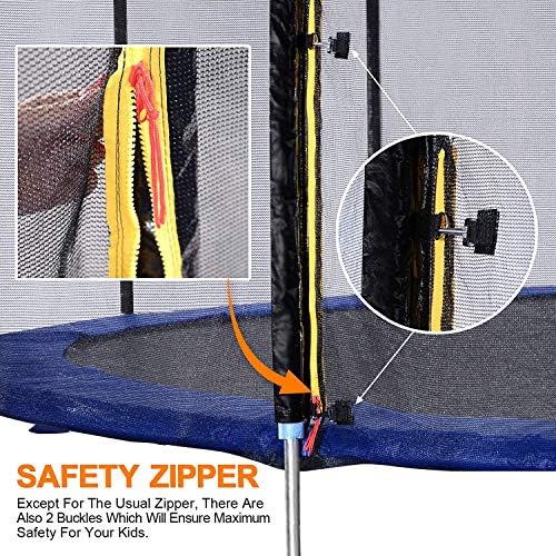 Exacme Rede de gabinete de trampolim redondo com postes, 16 15 14 13 12 10 8 pés de segurança de segurança de trampolim, grampos