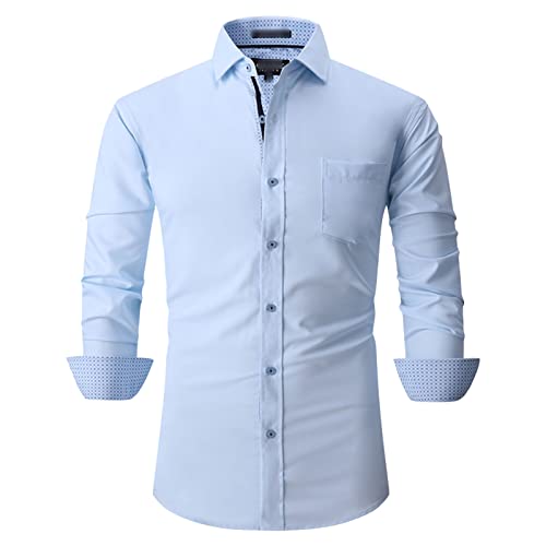 Camisa de vestido sem rugas casuais masculina Butão de fibra de bambu camisetas sólidas manchas de manga longa de manga longa