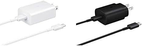 Samsung 15w Wall Charger Type C, White & 25W USB -C Carregador de parede de carregamento super rápido - preto
