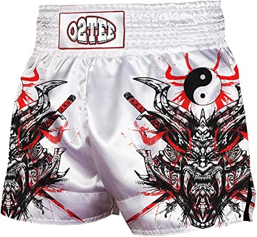 Máscara unissex de o2tee samurai mma muay thai shorts para homens ginástica ginástica kickboxing