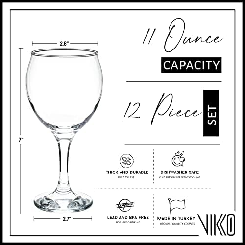 Vikko bebendo copos, 11 oz de copos de bebida de 12, xícaras de vidro cristalino para água ou suco, copos de vidro alto