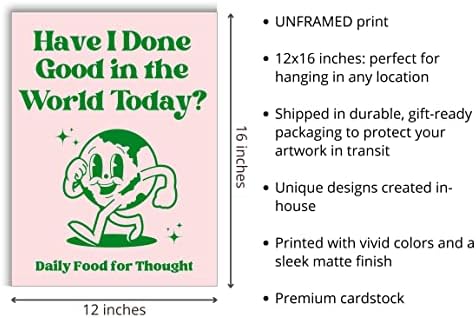 Retro Poster Prinha de arte da parede, Fiz bem no mundo hoje Posters da moda motivacional, pôsteres retrô fofos rosa e verde