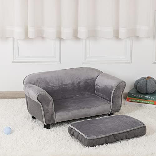 Sofá de cachorro pequeno getifun, sofá de gato de veludo com almofada lavável e pernas de plástico