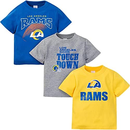 NFL LOS ANGELES RAMS 3 Pacote de manga curta camiseta camiseta, azul/amarelo/cinza Los Angeles Rams Novo, 18 meses