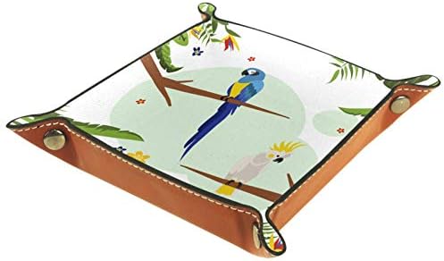 Organizador de armazenamento de desktop de plantas de pássaros tropicais Catchall bandeja de bandeja de cabeceira de cabeceira para controlador remoto, chaves, telefone, carteira, moeda, jóias