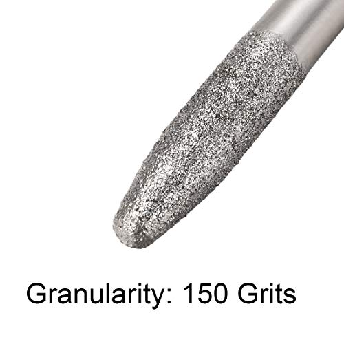 Uxcell Diamond Burrs Bits Brinding Drill escultura Ferramenta rotativa para cerâmica de pedra de vidro 150 Grit 1/4 HAX 6MM MAISTA