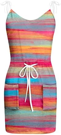 Vestidos de sol femininos de verão casual tie-dye estampestos largo mangas de bolso de bolso de bolso de bolso de bolso