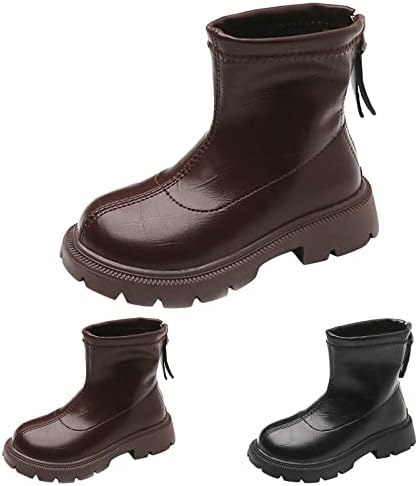 Outono e inverno infantil botas meninas botas de tornozelo grosso não deslize traseiro zíper quente e zíper lateral botas para