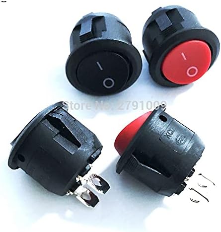 10pcs pequeno redondo preto 2-pinos 2 arquivos 3a/250v 6a/125V Rocker Switch Switch de gaiola interruptor KCD1 ROGHER ROGADOR