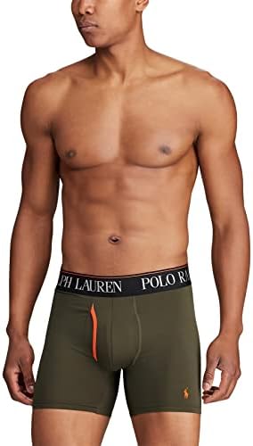 Polo Ralph Lauren masculino 4D Flex Flex Briefs Boxer Microfiber, Laranja Ativa, Azela Azela/Laranja Ativa