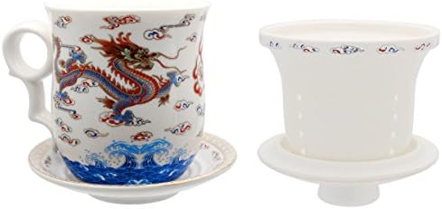 Ameolela porcelana xícara de chá com tampa de infuser e pires - Jingdezhen Ceramics Coffee Caneca de caneca de caneca solta