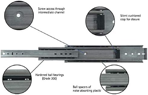 Firgelli Automations slides industriais de gavetas para fortes, capacidade de 500 lb, comprimento de 40 polegadas