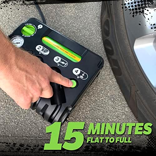 Slime 50139 Kit de emergência de punção de pneus furados, inclui bomba de selante e inflador de pneus, analógico,