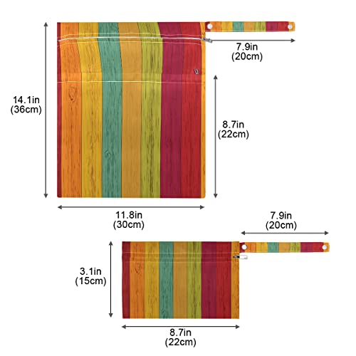 Bolsa de bolsa seco molhada de madeira arco -íris Saco de fraldas reutilizáveis ​​para roupas de banho organizador úmido
