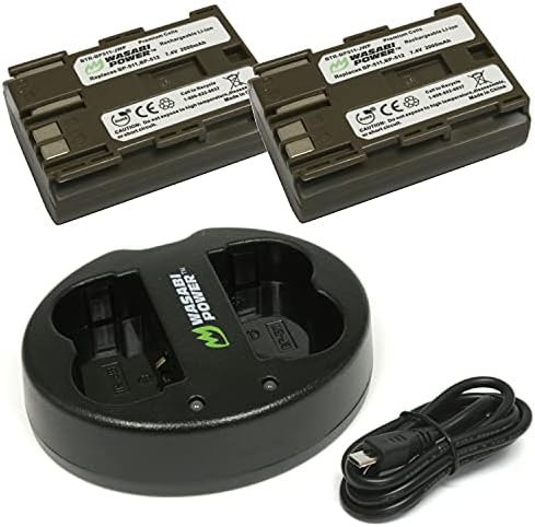 Bateria de energia Wasabi e carregador duplo para Canon BP-511, BP-511A, BP-512, BP-514N e EOS 5D, 10D, 20DA, 300D, 30D, 40D,